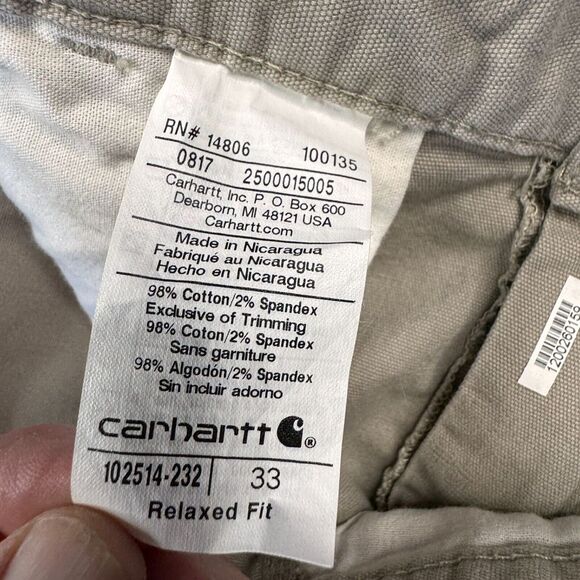 Carhartt Shorts Men's Size 32 Relaxed Fit Beige Color Great Condition! - Picture 8 of 8